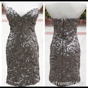 Silver sweetheart neckline mini dress